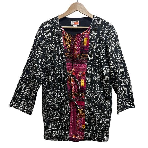 VTG Kisura Designs Handmade 100% Cotton Jacket O/S Patchwork Bohemian 90 Ethnic - Picture 1 of 12